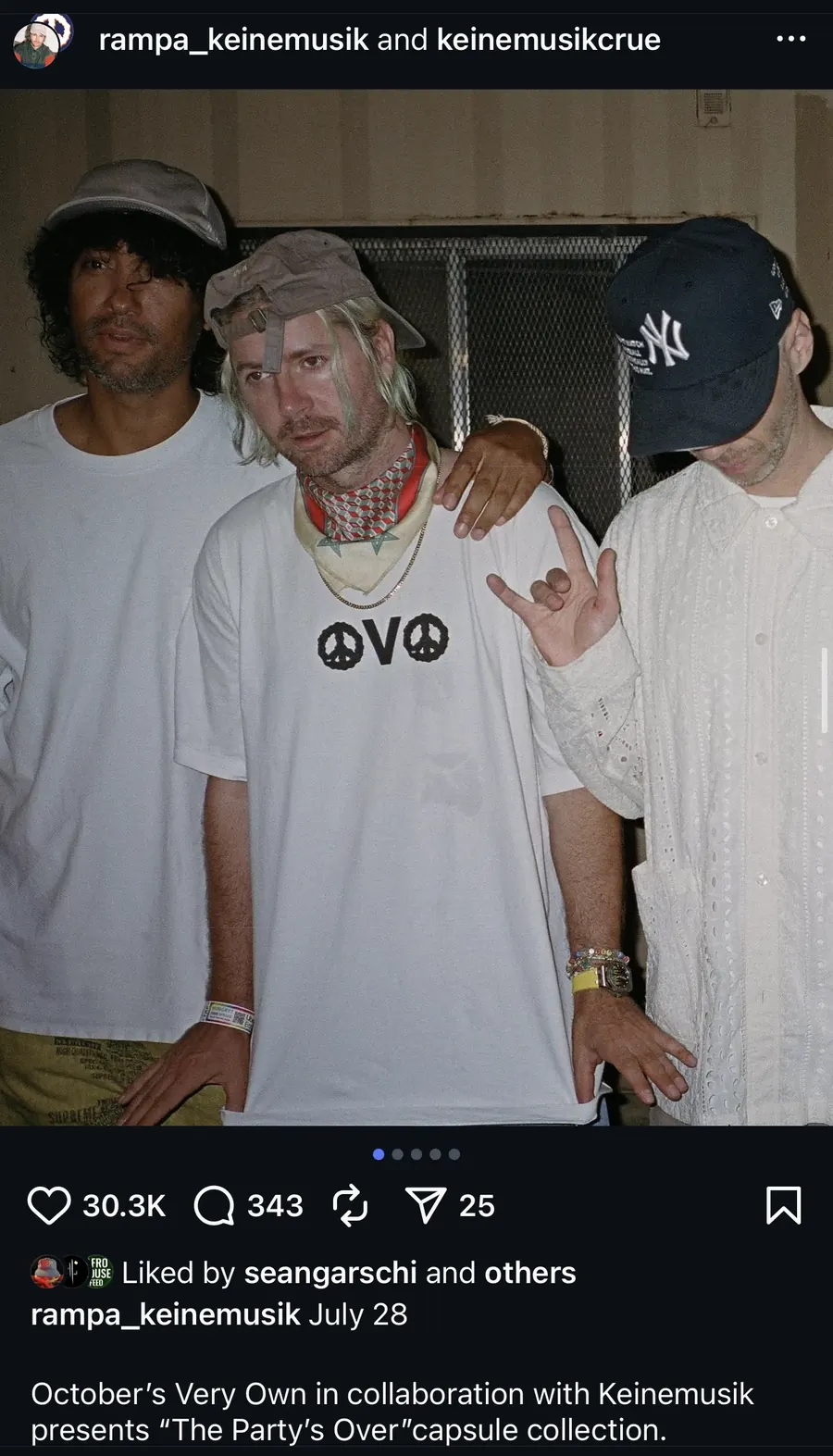 Rampa wearing OVO × Keinemusik tee, backstage at Brooklyn Mirage