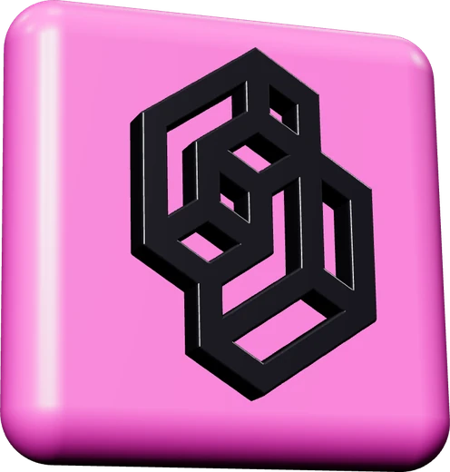 TypeSafe AI's logo mark, the maker of Jev, as a 3D pink tile