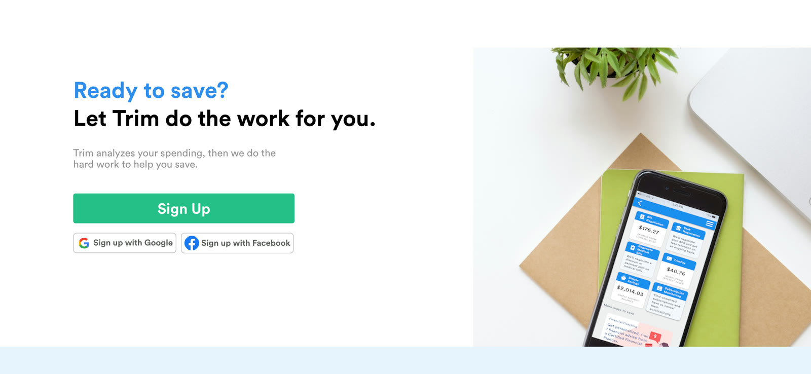 Trim landing page